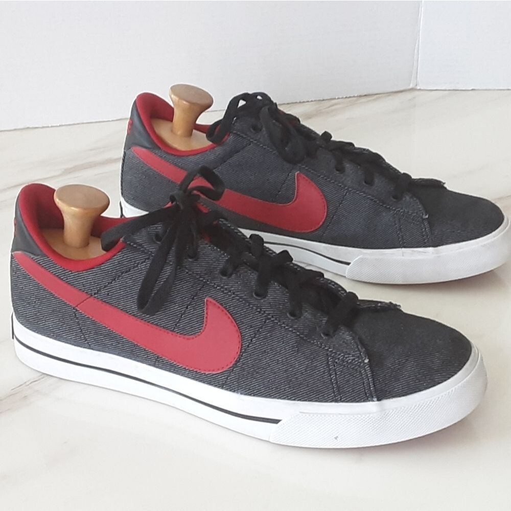 RARE🔥 Nike Sweet Classic Red Denim Fabric Sneakers Men Sz 13 408181-061-…